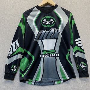 MTX Motocross Shirt Youth Boys M 14/16 Green Black Long Sleeve R Racing
